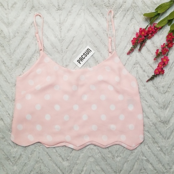 New Pacsun LA Hearts Pink and White Polka Dot Cami - Picture 2 of 6